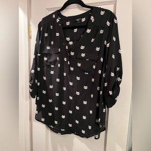 Torrid cat with glasses blouse